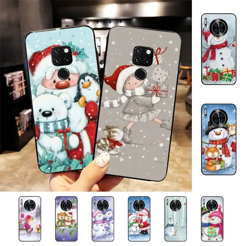 

Christmas Snowman Santa Phone Case For Huawei Nova 3I 3E mate 20lite 20Pro 30 10lite Luxury funda case