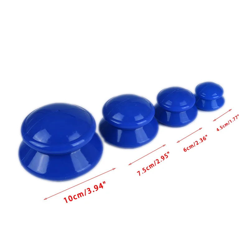 

4Pcs/set Blue Vacuum Cans Massage Silicone Moisture Absorber Ventouse Anti Cellulite Physical Therapy Health Care Device