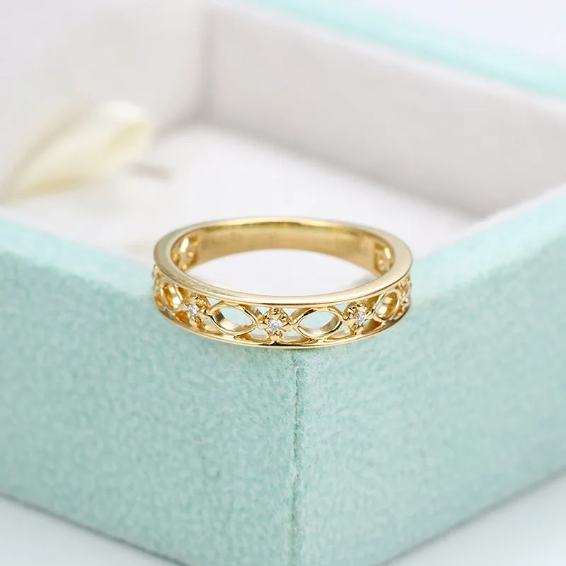 Женское Винтажное кольцо ZHOUYANG золотистое в западном стиле с выбитыми узорами из