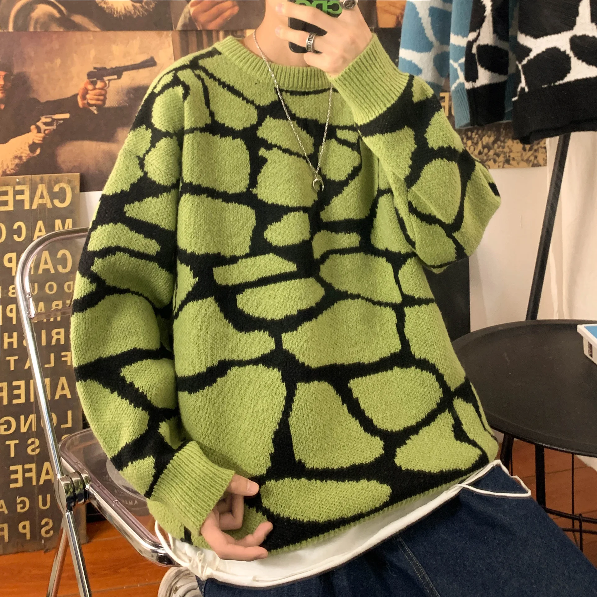 Новинка 2021 осенне-зимние Молодежные свитера Свободный Полосатый пуловер для