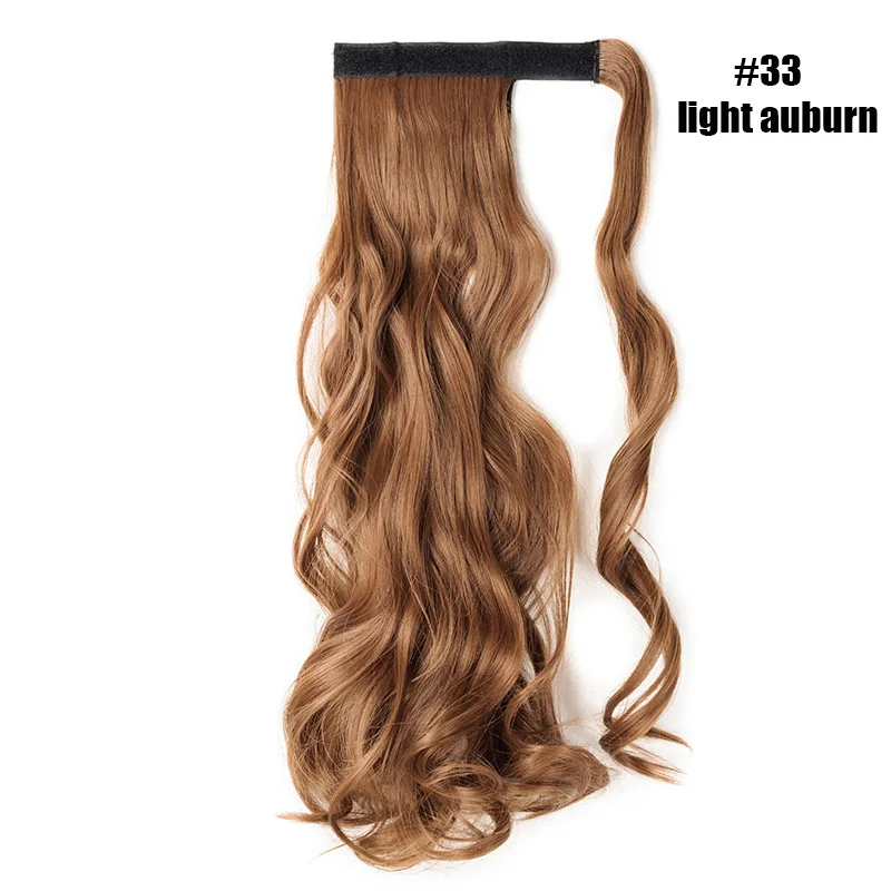 light auburn S-noilite 1" поддельные волосы конский хвост длинные волнистые обертывания вокруг шиньонов Клип в конский хвост синтетический клип в наращивание волос для женщин - Цвет: light auburn