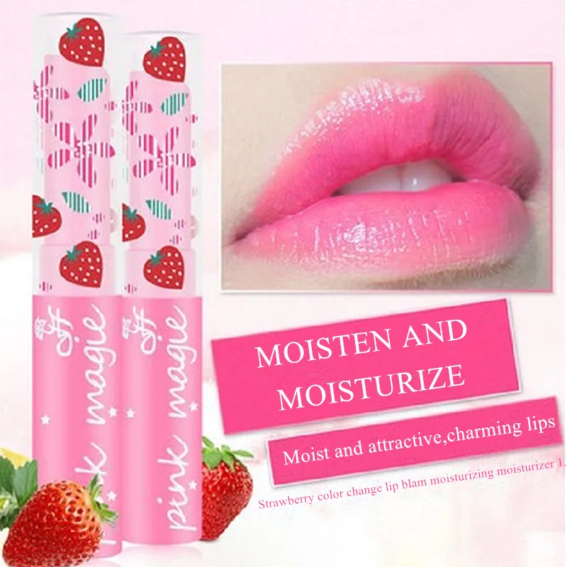 

Women Lipbalm Strawberry Magic Temperature Changed Color Lip Balm Pink Color Moisturizer Nutritious Lipstick Beauty lovely New