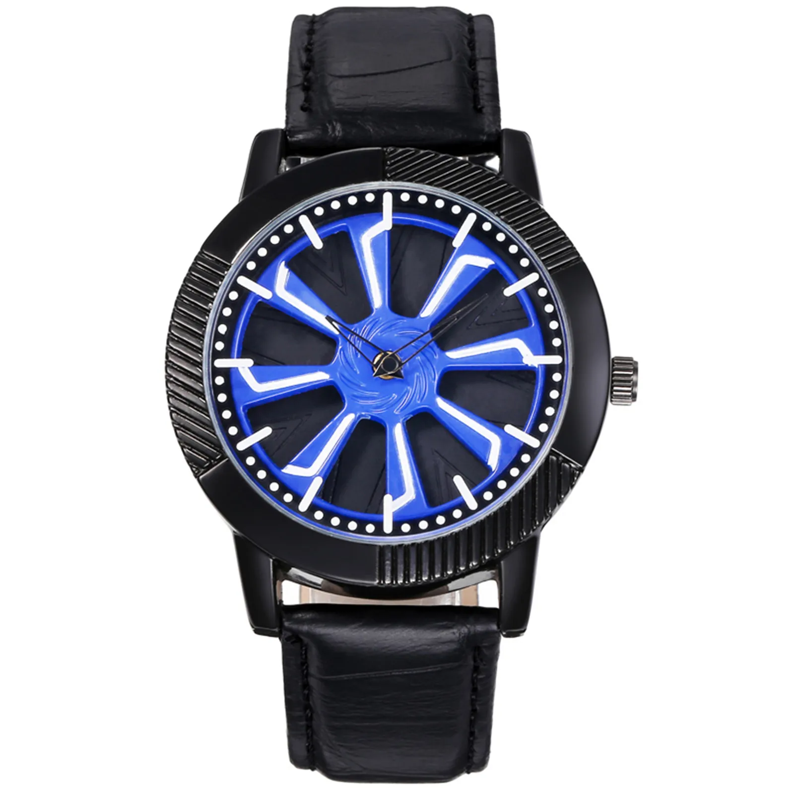 

Waterproof Fashion Men's Watch Creative Rolling Dial Watch Men Black Dial Quartz Watches Comfortable Black Leather Strap 2021