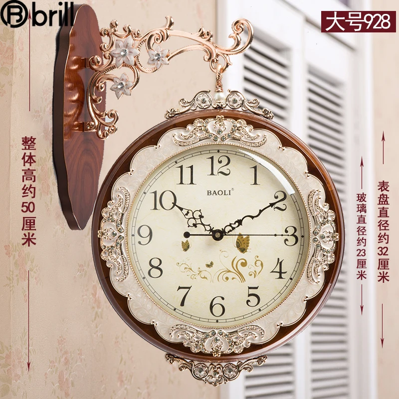 

Large Wood Wall Clock Double-sided Living Room 3d Silent Creative Art Home Decoration Wall Hangings Modern Home Decor Horloge 50