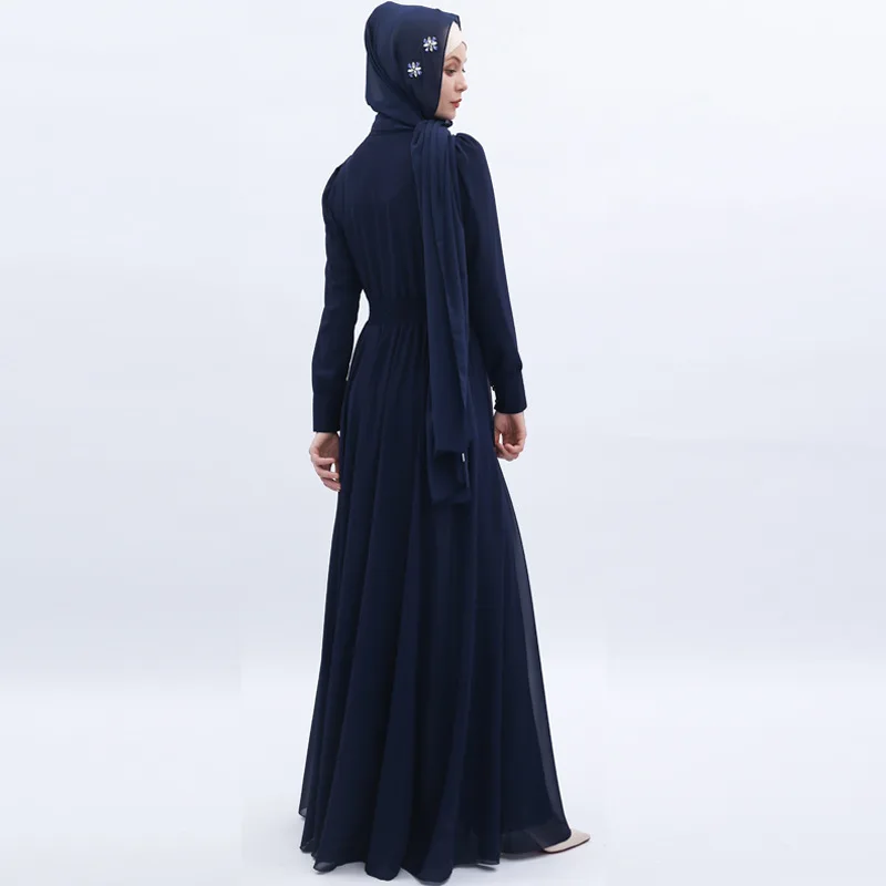 Осенне зимняя одежда мусульманское шифоновое платье макси женское длинное