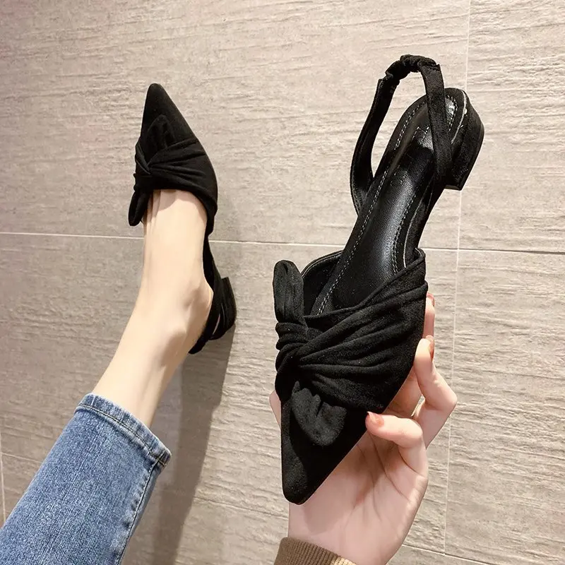 

Med Flat Sandal Shoe 2021 Women's Summer Heels Suit Female Beige Shallow Mouth Medium Without Velvet New Girls Black Open Comfor