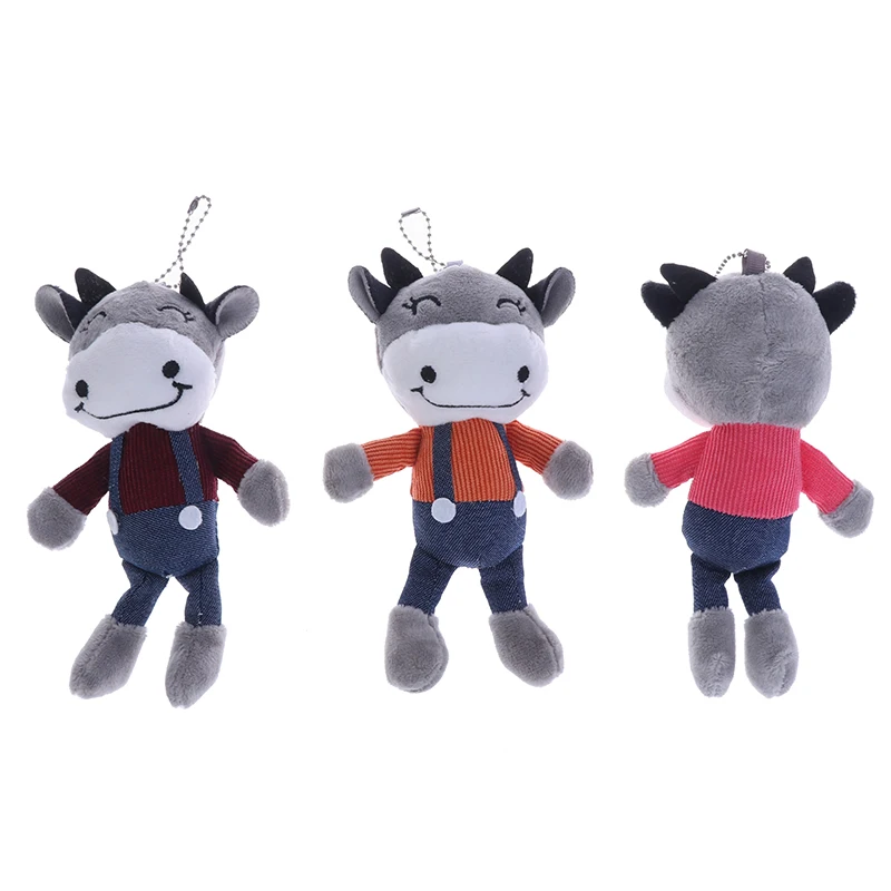 

2021 Year Cow Stuffed Plush Toy 18cm Rompers Cow Soft Toy Keychain Plush Doll