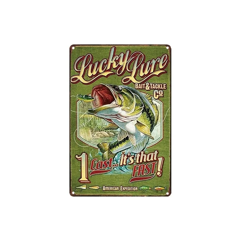 

metal Tin Sign 20*30 cm fishing fish sticker Decor Bar Pub Home Vintage Retro Poster comic sticker