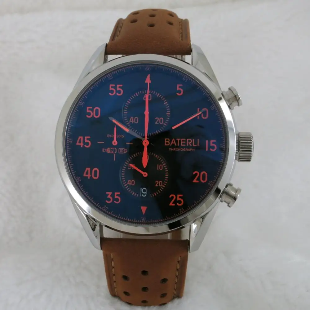 Original Top Luxury Brand Baterli Chronograph Mens Watches Japanese Quartz Watches stainless steel case fashion boys clock A123
