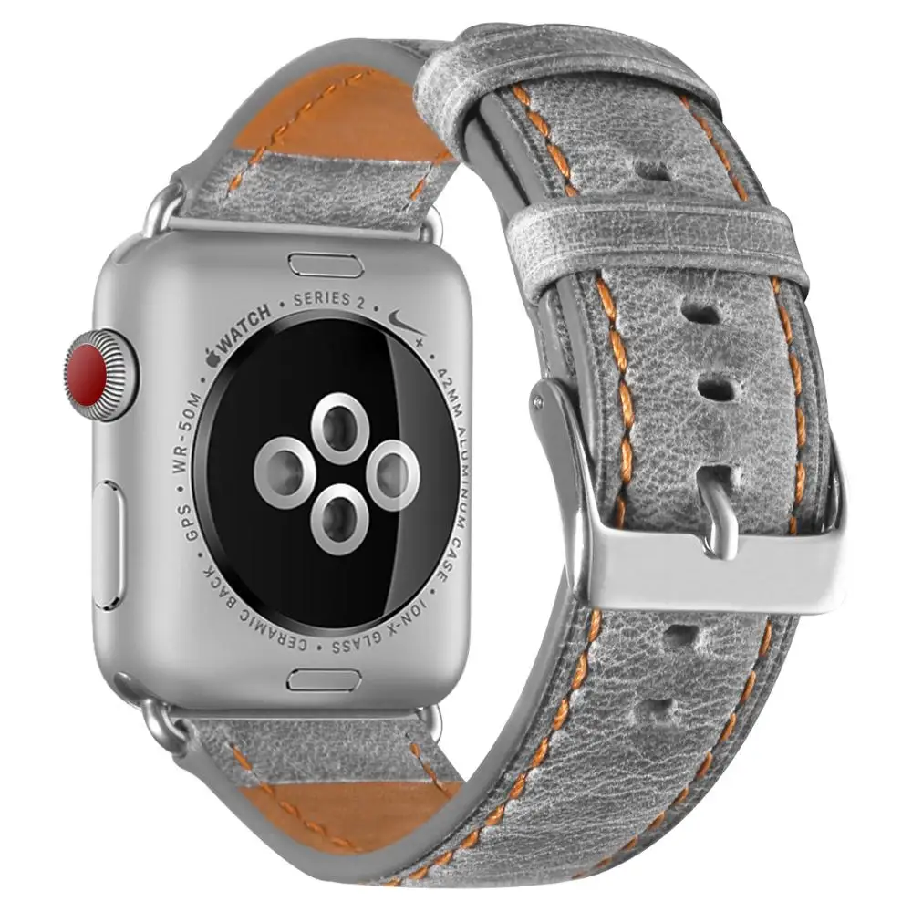 Кожаный ремешок для наручных часов Apple Watch серии 3/2/1/42 38 мм спортивный бесшовный
