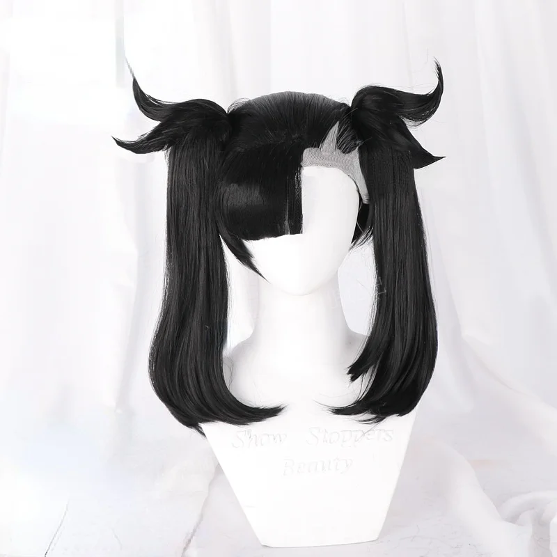 

Anime Pokemon Sword Shield Marnie Cosplay Wigs Black Double Ponytail Heat-resistant Synthetic Hair Wig