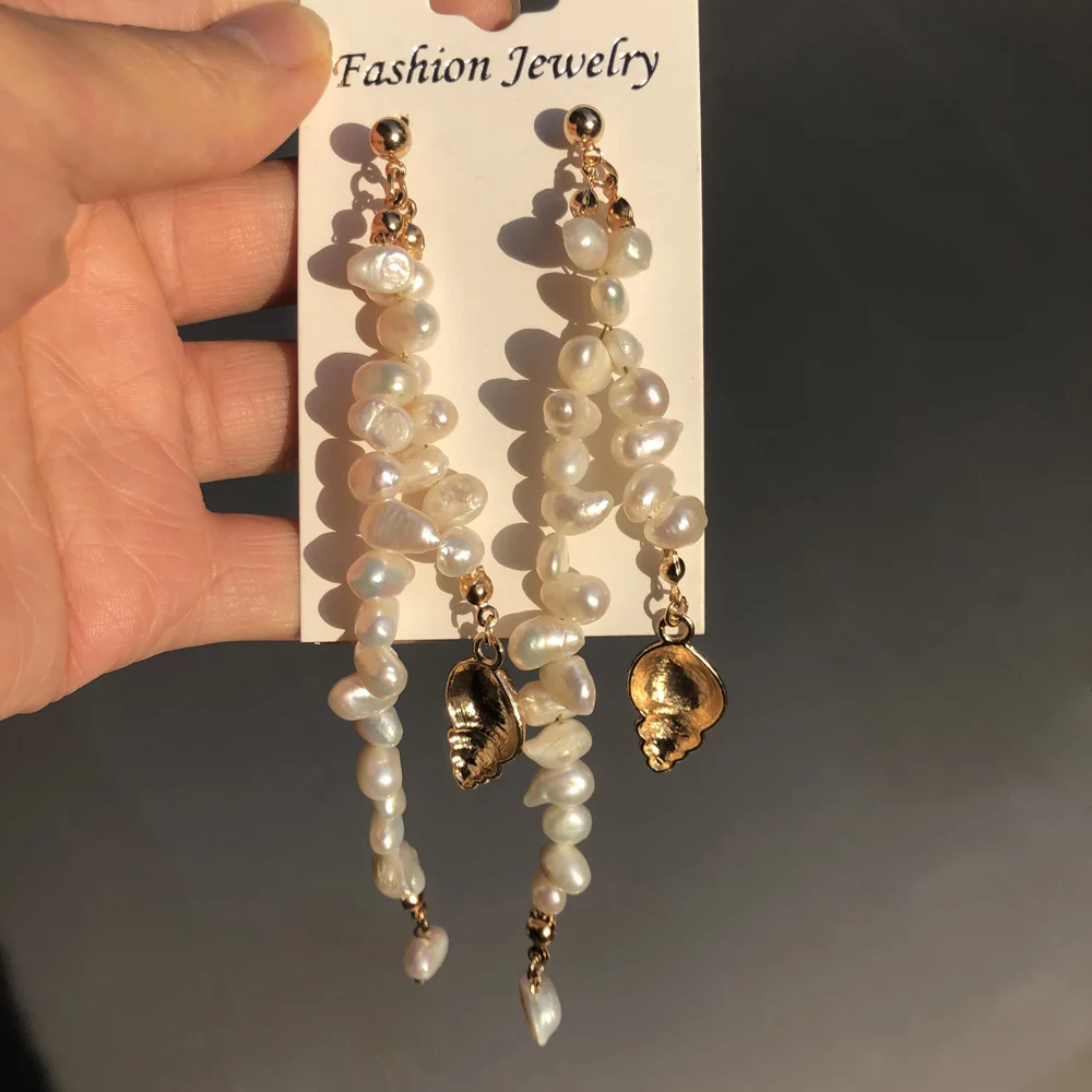 Серьги KBJW с настоящими жемчужинами и кисточками ювелирные изделия неправильным