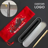 a set of custom logo metal pen capacitor ballpoint pen office school stationery christmas gift ball pens christmas set box