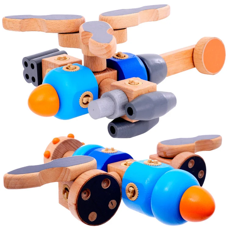 

Wooden buckle splicing rotatable building block children's puzzle intelligent versatile building block toys