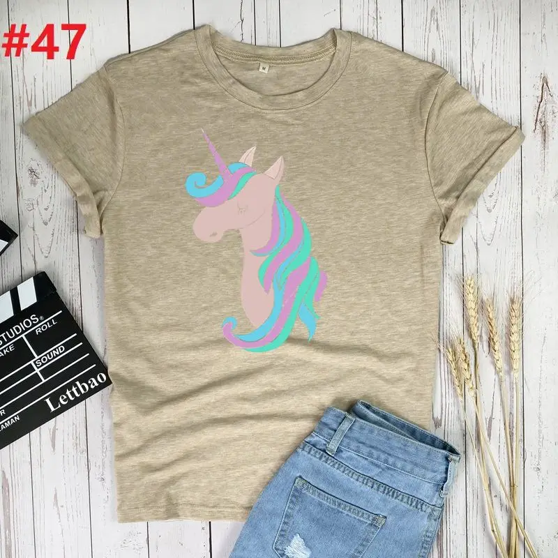 

Unicorn Women 2021 Print 90s Vogue Fashion Tops Tumblr Tshirts T Clothes Shirt Womens Ladies Graphic Female Tee T-Shirt Clothing