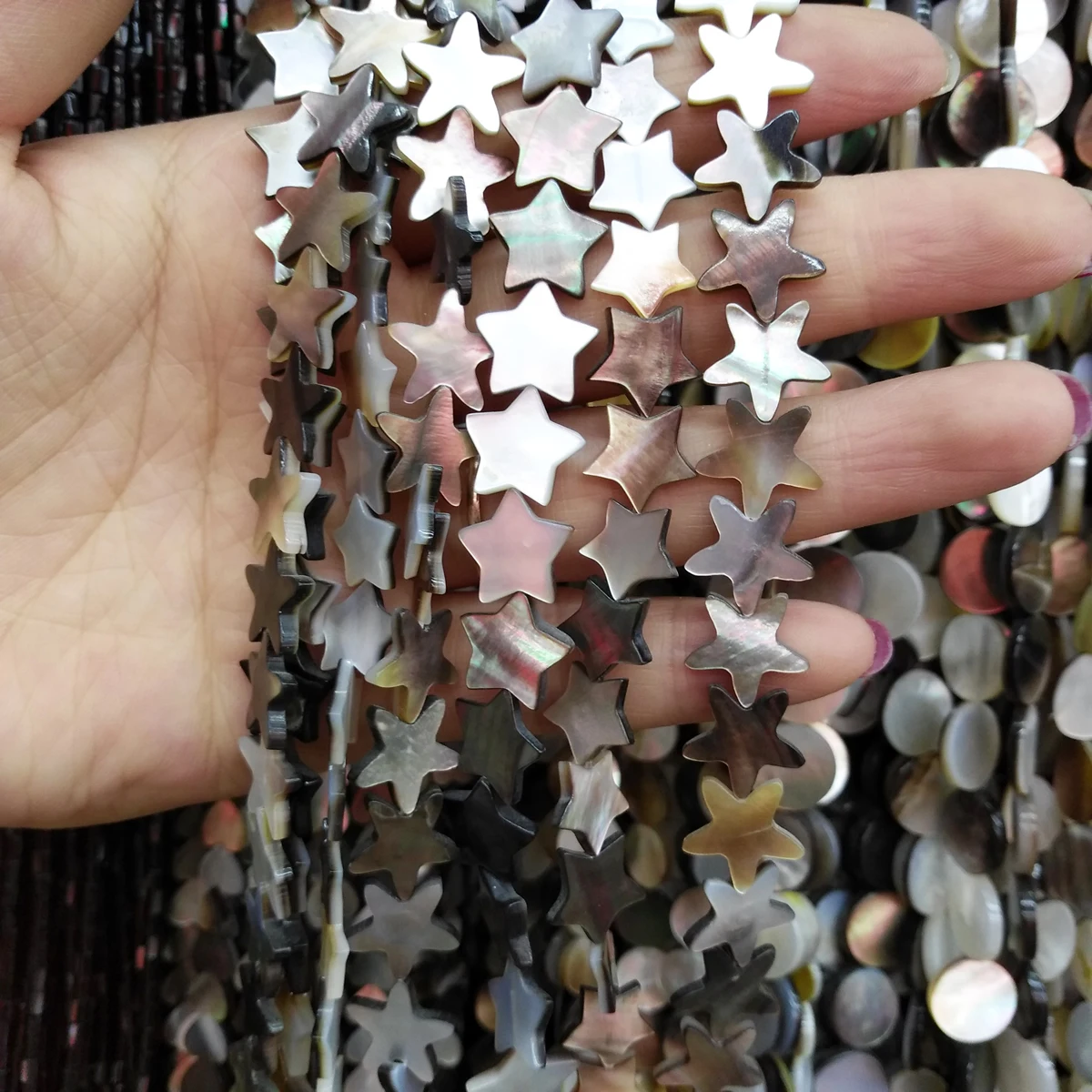 

Natural Shell Beads black Stars Shell Stone Bead for Jewelry Making15.5 inch DIY bracelet necklace Women jewelry making 8x12mm