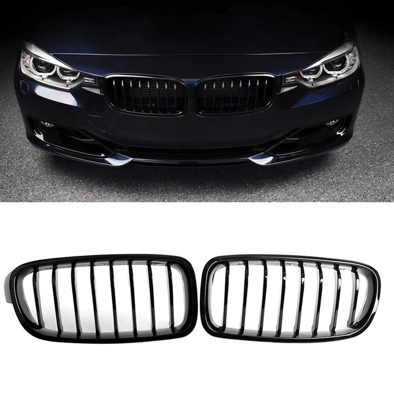 

Передняя носочная решетка для-BMW 3 серии F30 F31 F35 2012-2018 (однослойный глянцевый черный гриль, комплект из 2 предметов)