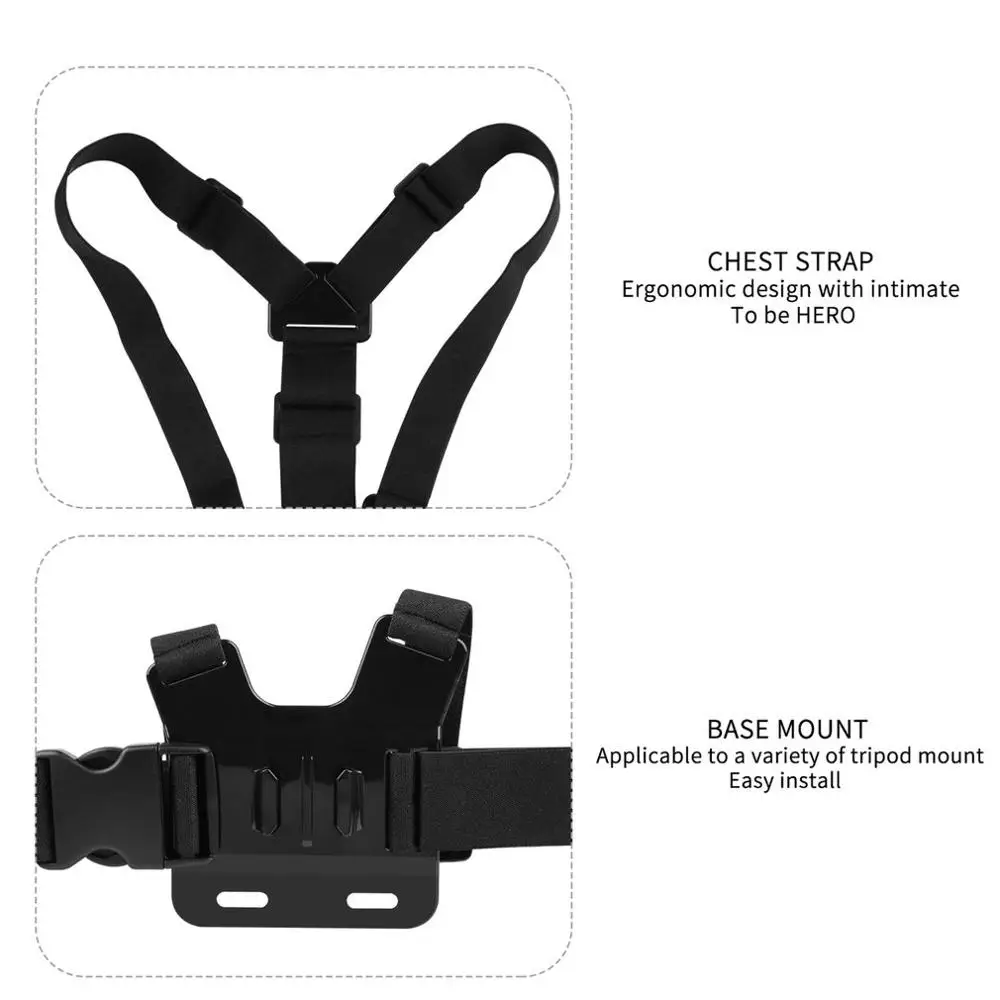

Black Durable Ultra Immersive Adjustable Harness Chest Strap Mount Chest Strap Mount Belt For Gopro Camera