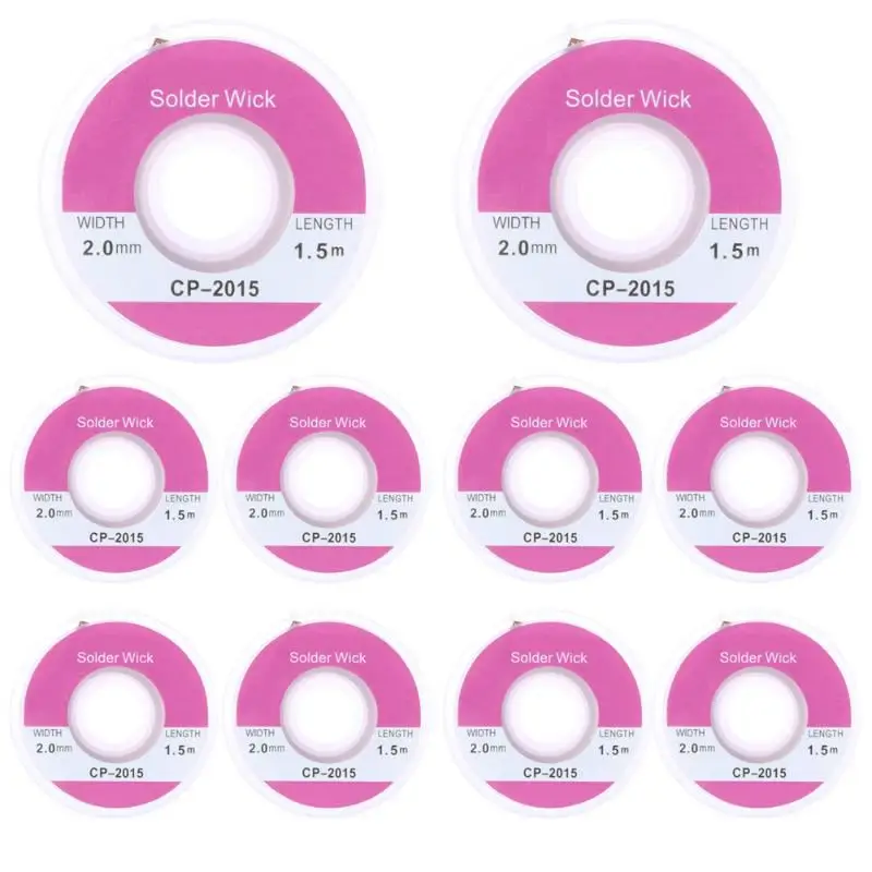 

10pcs 1.5m 2.0mm Desoldering Braid Solder Remover Sucker Flux Wick Cable Wire Solder Wick Remover Pure Oxygen-free Copper Wire