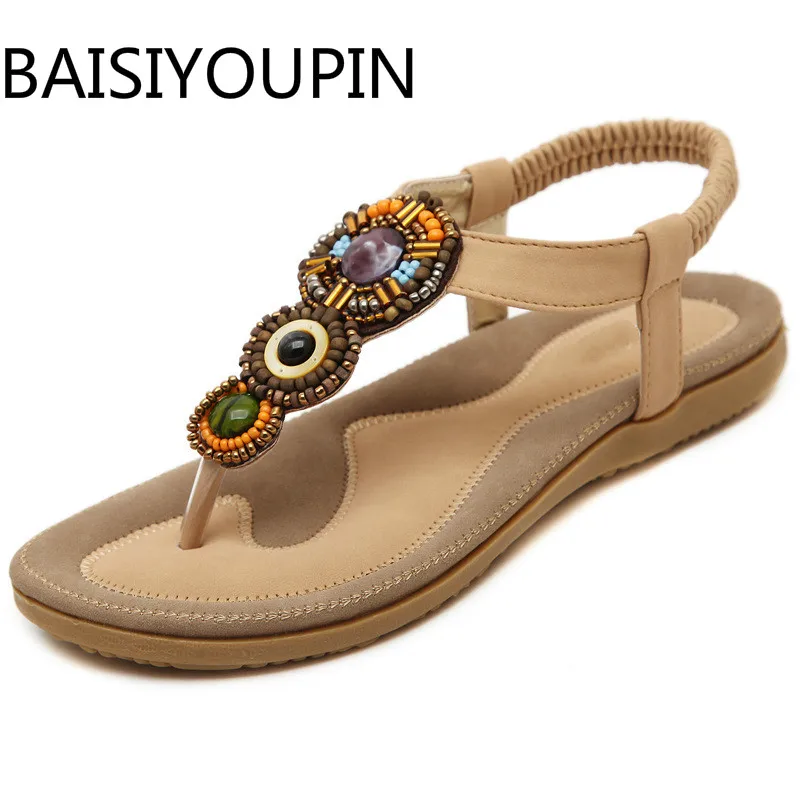 2018 новые летние богемные женские сандалии на плоской подошве пляжная обувь в