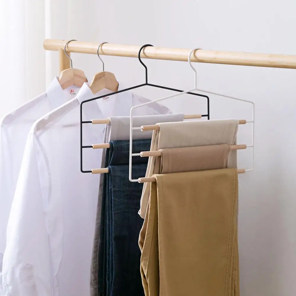 3 слойная s буковая древесина + металлическая Нескользящая вешалка для брюк