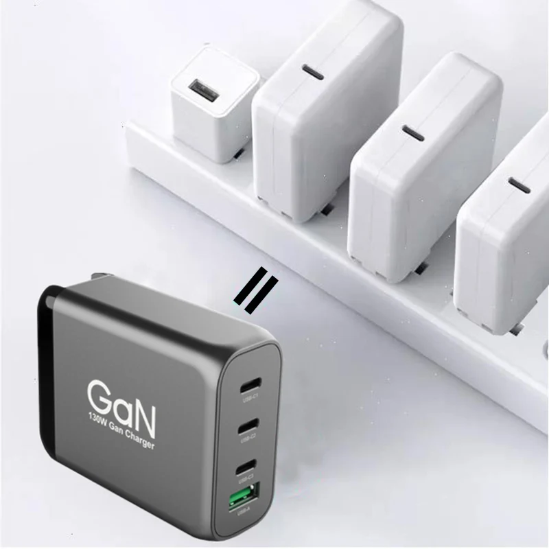 4port 130w gan usb c wall charger 3 port type c pd 100w pps 45w for laptops macbook iphone samsung qc3 0scp for huawei xiaomi free global shipping
