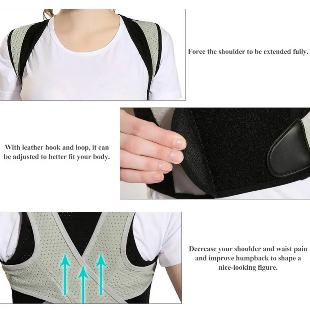

Back Corrector Posture Women Men Shoulder Support Correction Band Humpback Relief Pain Straightening Back Brace+Eye Massager Set