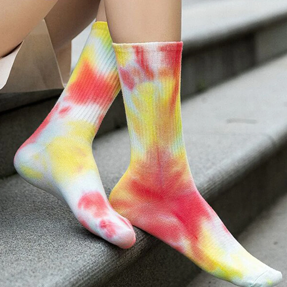 

New Fashion Tie-dye Socks Street Trend High-top Tide Socks Men and Women Solid Color Cotton Socks Basketball Skateboard Socks