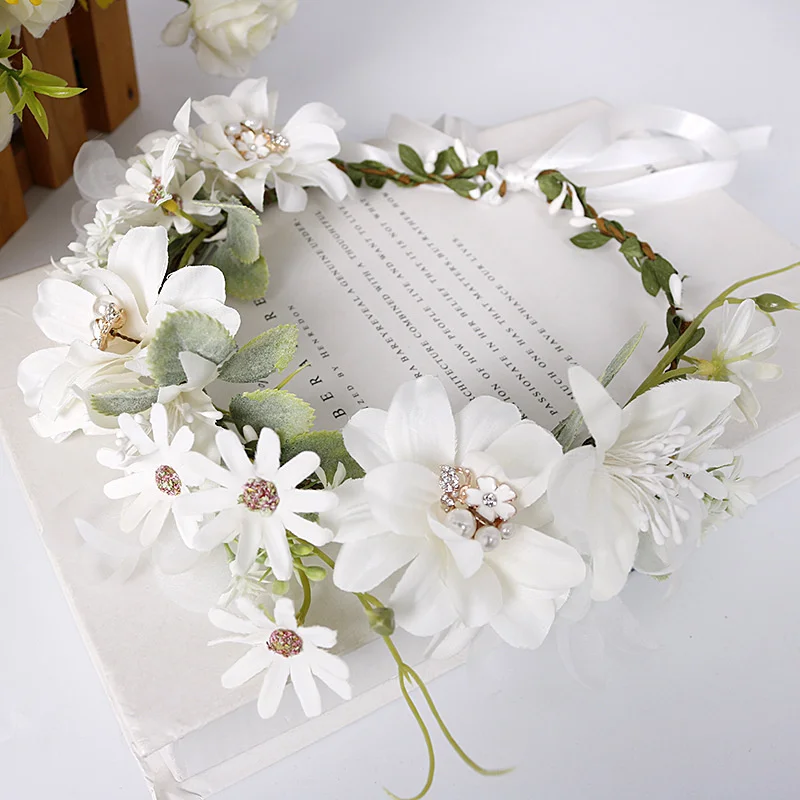 Moda Boêmio Grinalda Pérola Strass Rattan Bandana Noiva Casamento Headdress Jóias Frescas