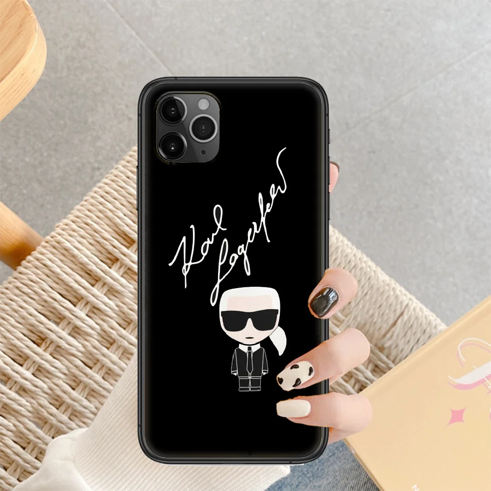 

Famouse Fashion Lagerfelds Phone Case Cover Hull For iphone 5 5s se 2 6 6s 7 8 12 mini plus X XS XR 11 PRO MAX black tpu shell