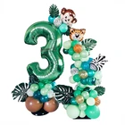 Новинка! Зеленые цифровые фольгированные воздушные шары 3240 дюйма, коробки с животными для вечевечерние в джунглях, детское украшение на день рождения, фотография, товары для дома