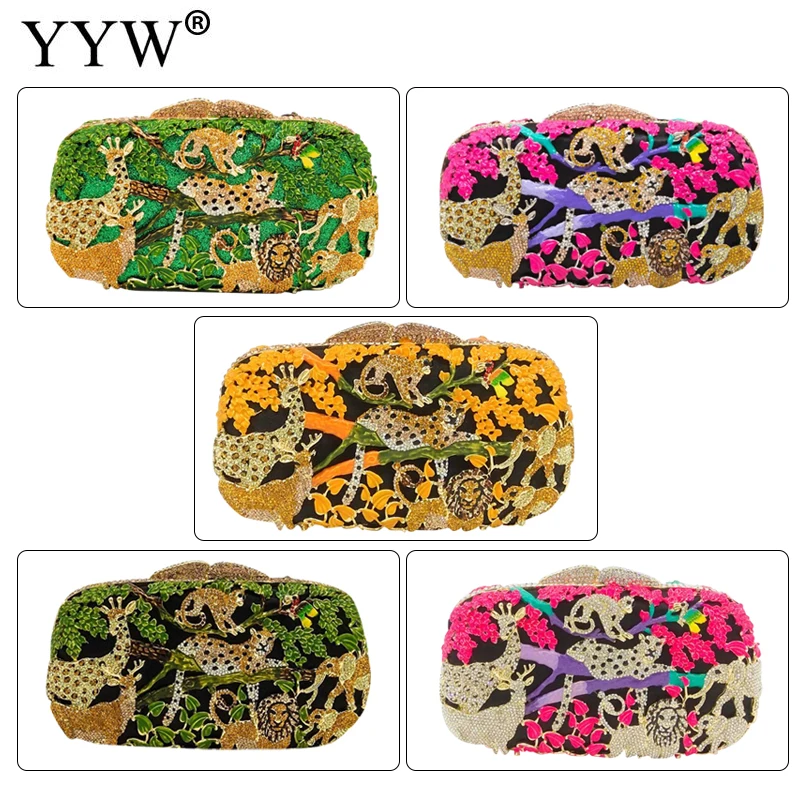 

Вечерняя сумочка с животными джунглей, роскошный клатч с кристаллами, модельные трендовые кошельки и сумки, женский клатч, кошелек для вечеринок ручной работы