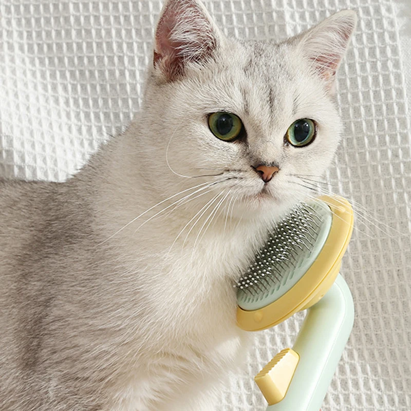 Щетка для домашних животных для удаления шерсти у кошек с функцией самоочистки, гладильная расческа для собак, щенков, кроликов, длинный инструмент для ухода за шерстью, аксессуары для животных.