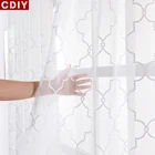 CDIY прозрачные Занавески, белая вышитая занавеска для кухни, гостиной, спальни, современная драпировка на окна, тюль, вуаль, панели