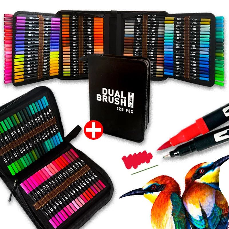 

Manga 12-120 Colors Watercolor Pens, Brush Fineliner Felt Tip Art Markers, Colouring Pen for Calligraphy Drawing Sketching Color