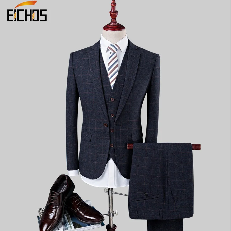 

Новинка 2020, мужской костюм, модные клетчатые повседневные Костюмы на одной пуговице, костюмы для свадебной вечеринки, Мужской Блейзер, прит...