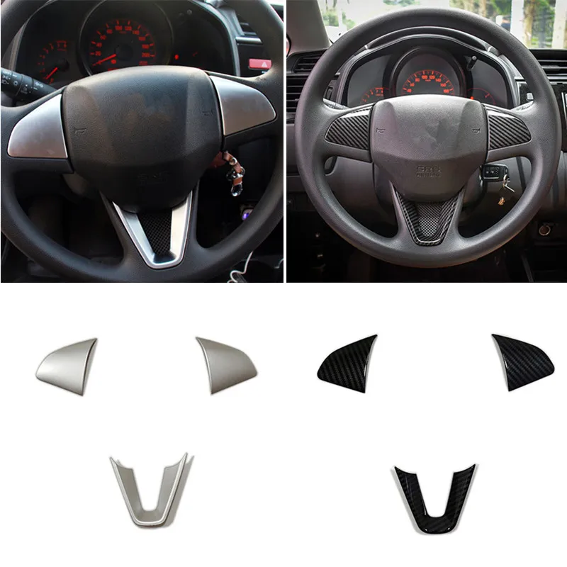 

Аксессуары для Honda FIT JAZZ 2014-2018 кнопки на руль автомобиля Обложка рамы отделка автомобильный Стайлинг ABS матовое/углеродное волокно 3 шт.