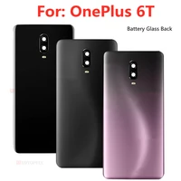 back glass for oneplus 6t battery cover rear glass panel door housing case for 1 6t a6010 a6013 back rear glass parts cover