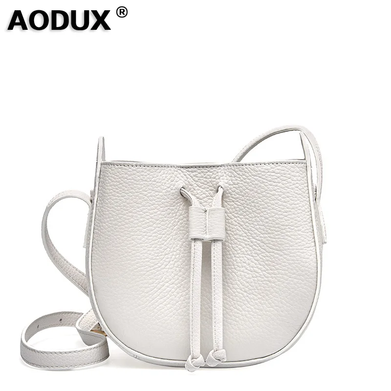 

Aodux, Классическая Маленькая женская сумка-ведро из 100% натуральной коровьей кожи, женская сумка-мессенджер, Наплечная Сумка Хобо