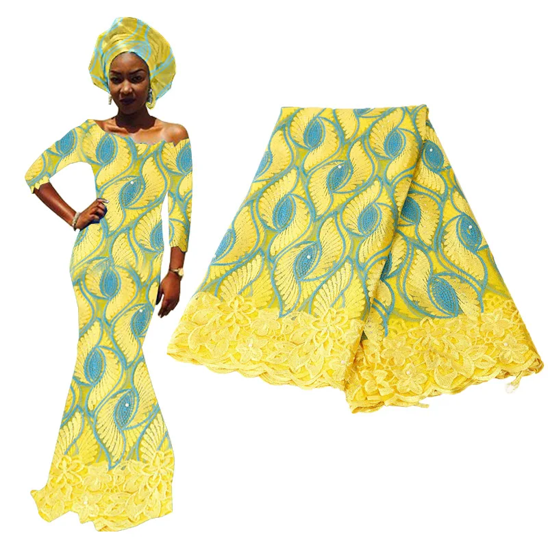 Африканская вышитая бисером кружевная ткань высокого качества нигерийские