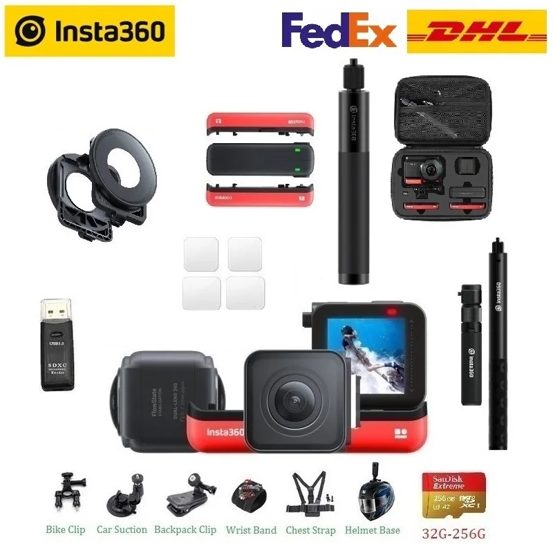Экшн камера Insta360 ONE R Insta 360 4K 5 7 K Twin Edition и LEICA Lens Edition|Аксессуары для видеокамер 360°| |