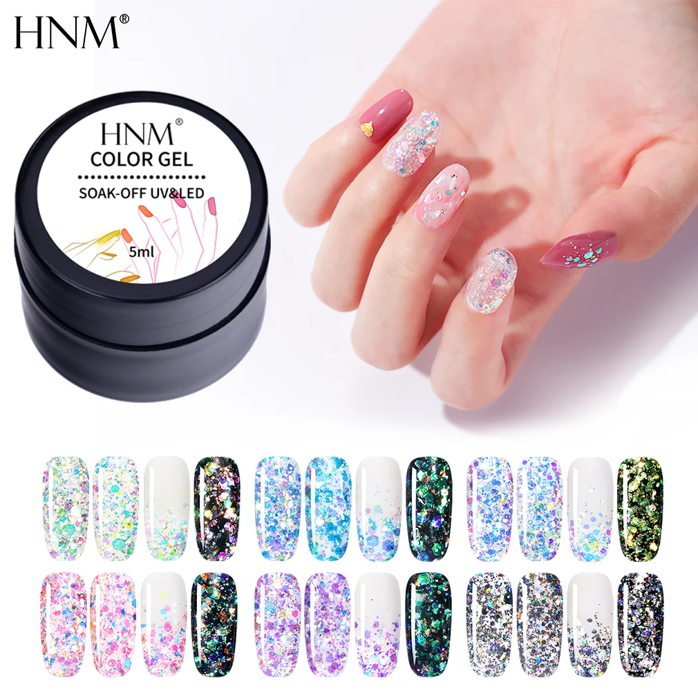 Блестящий Гель лак HNM Jazzy для дизайна ногтей 5 мл УФ светодиодный стойкого
