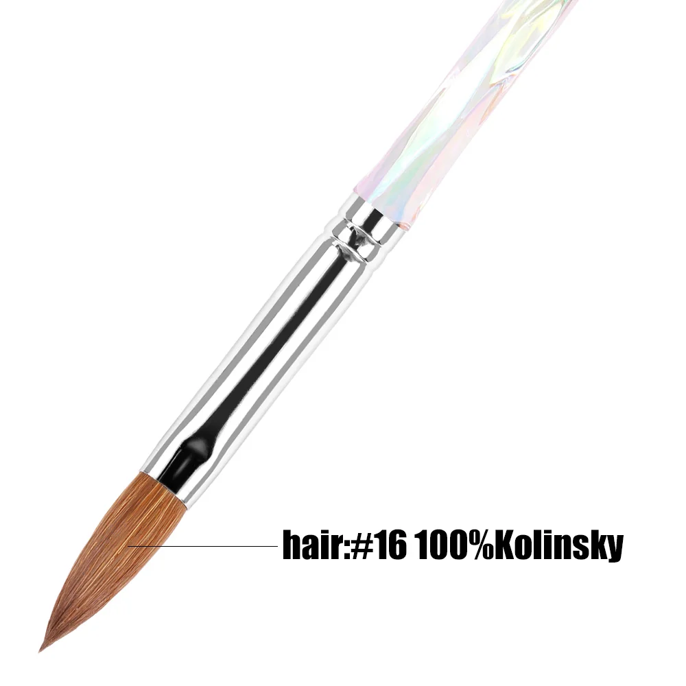 

Профессиональная Кисть Kolinsky Hair для рисования жидкой пудры, акриловая кисть для дизайна ногтей, кисти для УФ-геля