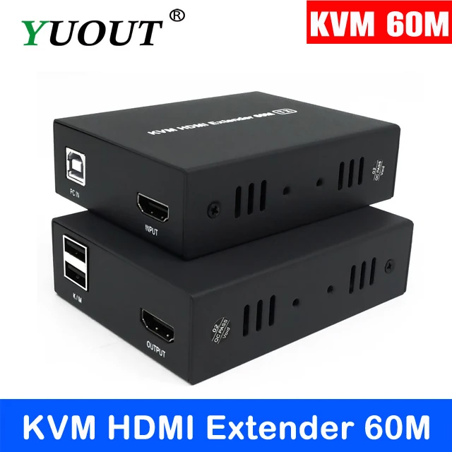 USB KVM HDMI удлинитель 60 м поддержка 3D 1080P IP ТВ конвертер клавиатуры и мыши сигнал RF в AV