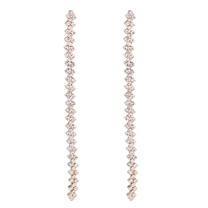 

Abayabay Ear Stud Earring Long Tassel Women Cute Drop Earrings Girls Yellow Gold Color Lovers Crystal Trendy Jewelry Pendientes
