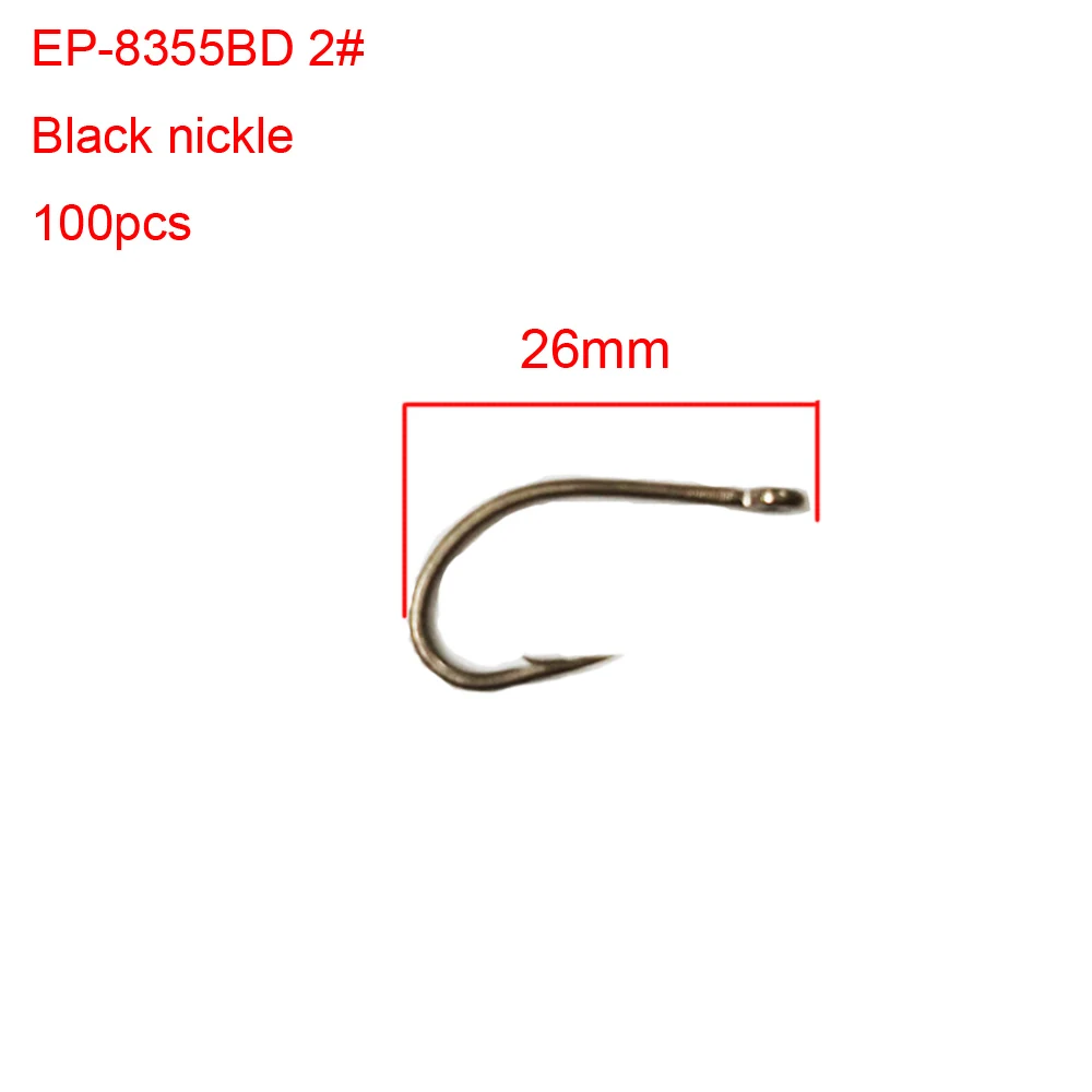 

100pcs Eupheng EP-8355BD Carp fly рыболовные крючки черные Nickle L