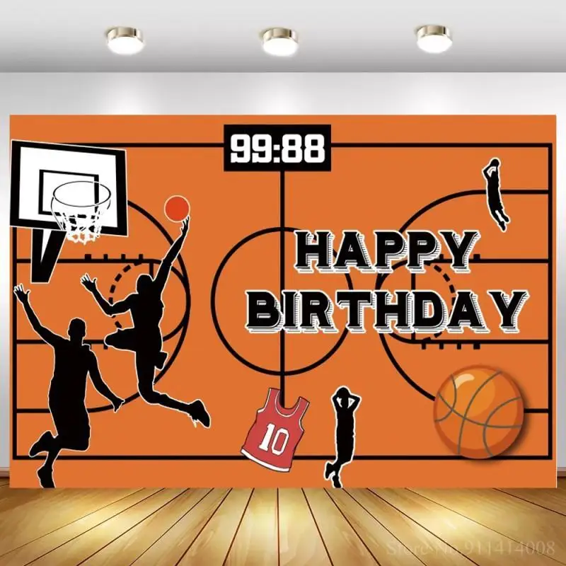 

Basketball Fans Birthday Backdrop Brown Coach Board Sportsman Sport Photography Background Boy's Birthday Party Decor Banner