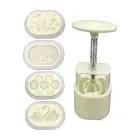 Форма для выпечки лунного торта 50 г, 4 штампа, Ручной пресс, форма для выпечки зеленого бирюзового торта, форма для выпечки сделай сам, посуда для выпечки на середине осени