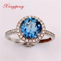 xin yipeng fine gemstone jewelry real s925 sterling silver inlaid blue topaz rings anniversary gift for women free shipping