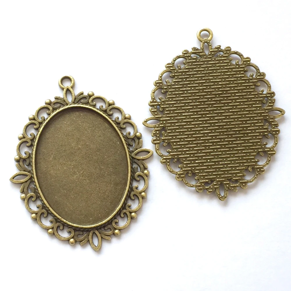 

5pcs/lot 30x40mm Necklace Pendant Setting Antique Bronze Glass Cabochon Blank Base Supplies for Jewelry T408